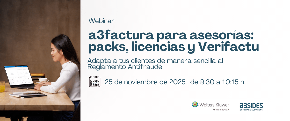 Webinar a3factura para asesorías: packs, licencias y Verifactu